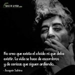 Frases de Joaquín Sabina, No creo que exista el olvido ni que deba existir. La vida se hace de escombros y de cenizas que siguen ardiendo.