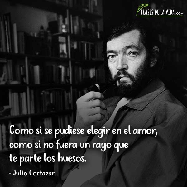 Frases de Julio Cortázar, Como si se pudiese elegir en el amor, como si no fuera un rayo que te parte los huesos.