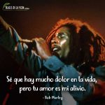 Frases de Bob Marley, Sé que hay mucho dolor en la vida, pero tu amor es mi alivio.