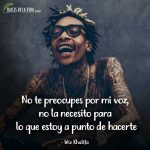 Frases de Wiz Khalifa, No te preocupes por mi voz, no la necesito para lo que estoy a punto de hacerte.