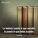 Frases de Aristóteles, La historia cuenta lo que sucedió; la poesía lo que debía suceder.