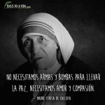 Frases de la Madre Teresa de Calcuta, No necesitamos armas y bombas para llevar la paz, necesitamos amor y la compasión.